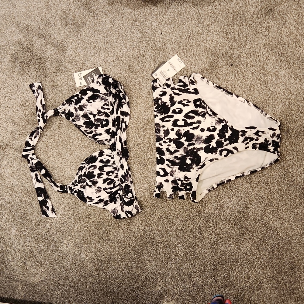 Bar iii white cheetah leopard high waist bikini 2 piece